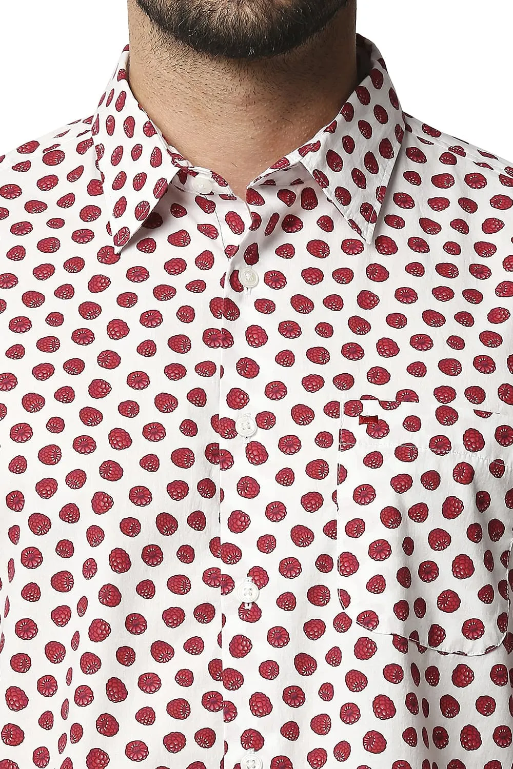 Basics Slim Fit Digital Poplin Printed Shirt