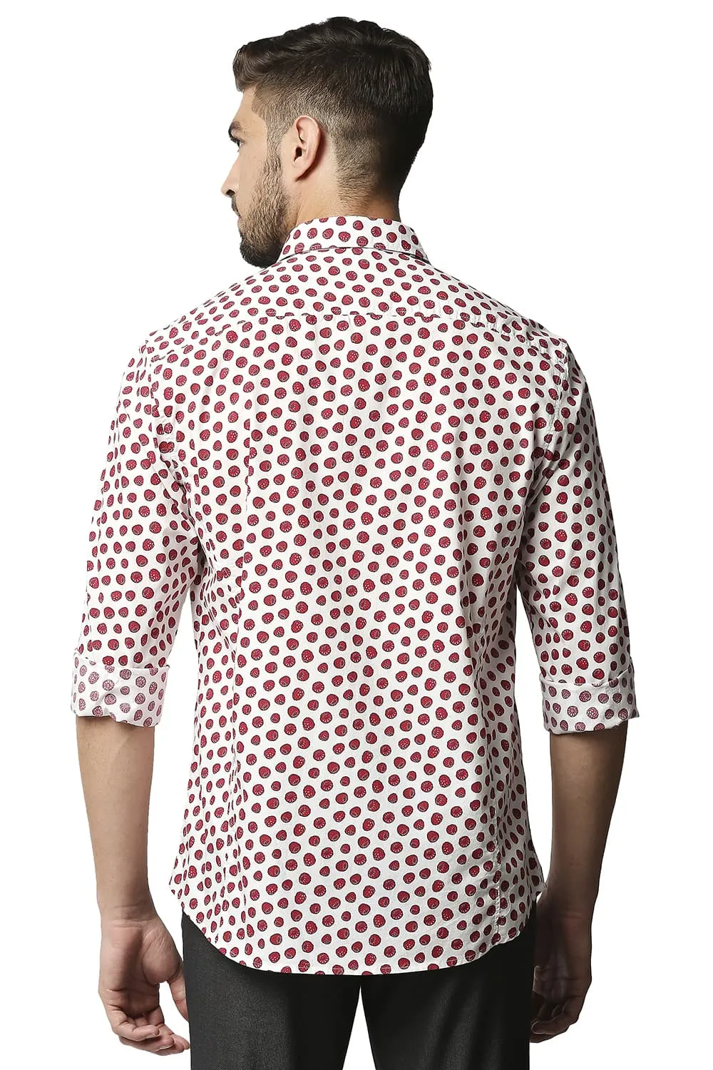 Basics Slim Fit Digital Poplin Printed Shirt