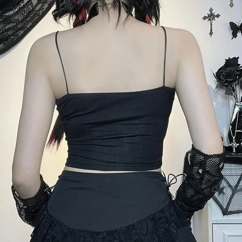 BerryBetty - Beaded square neck backless palm pattern crop top