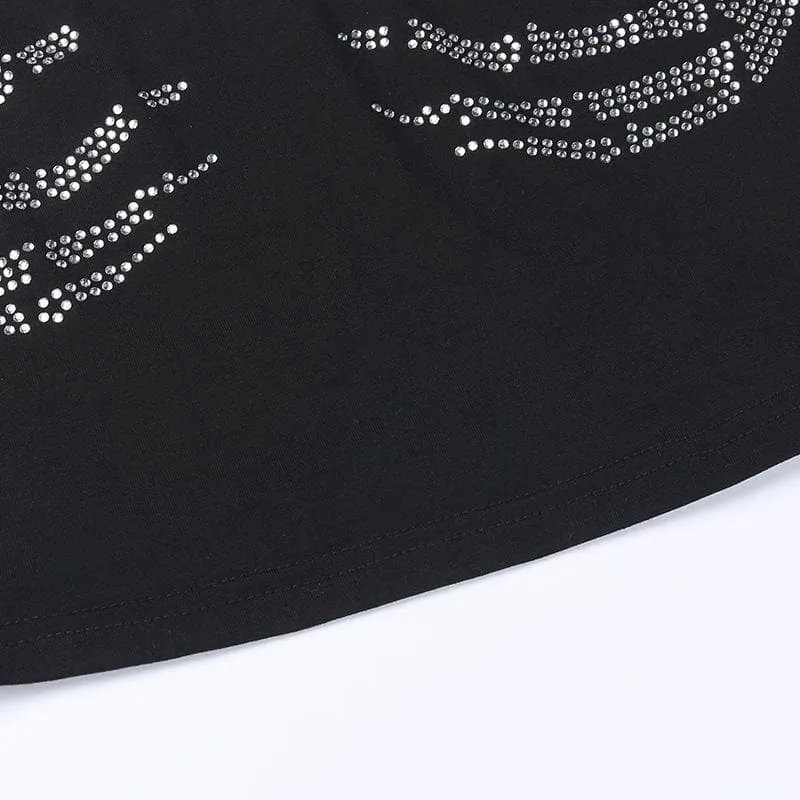 BerryBetty - Beaded square neck backless palm pattern crop top