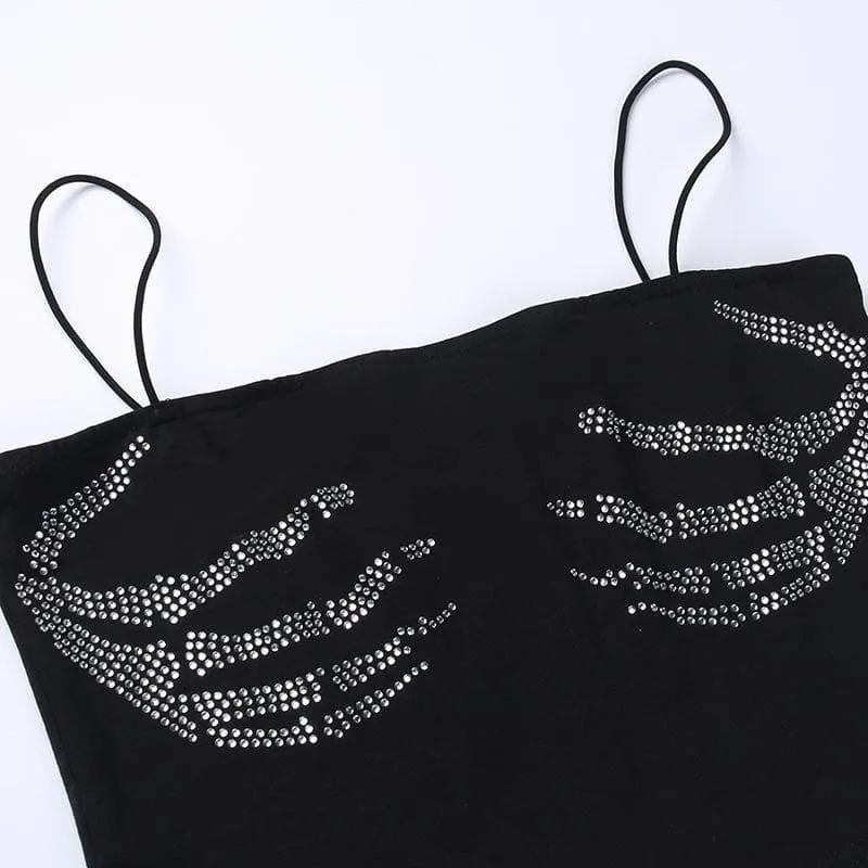 BerryBetty - Beaded square neck backless palm pattern crop top