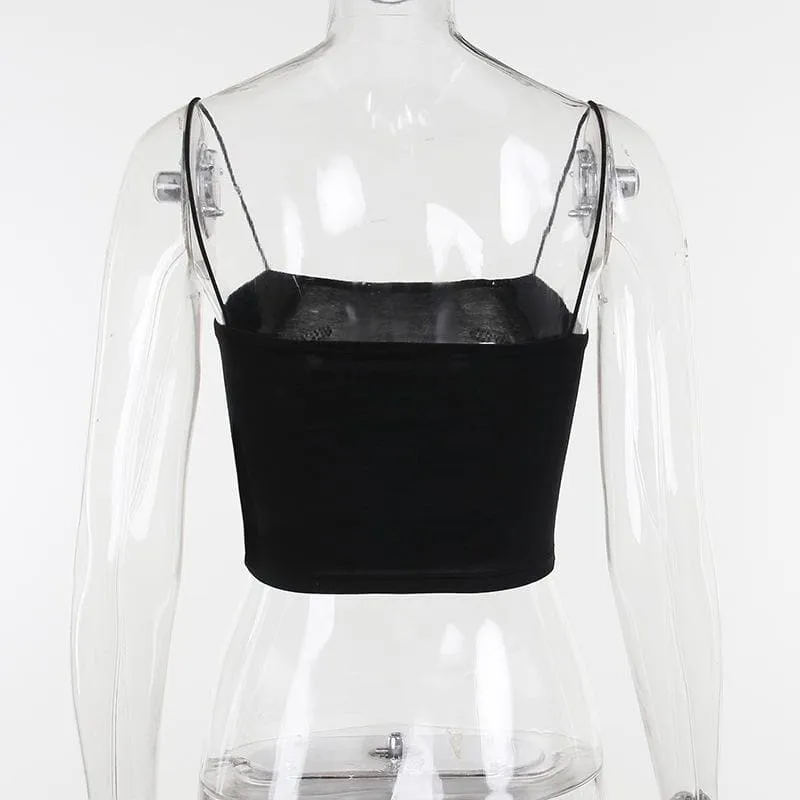 BerryBetty - Beaded square neck backless palm pattern crop top