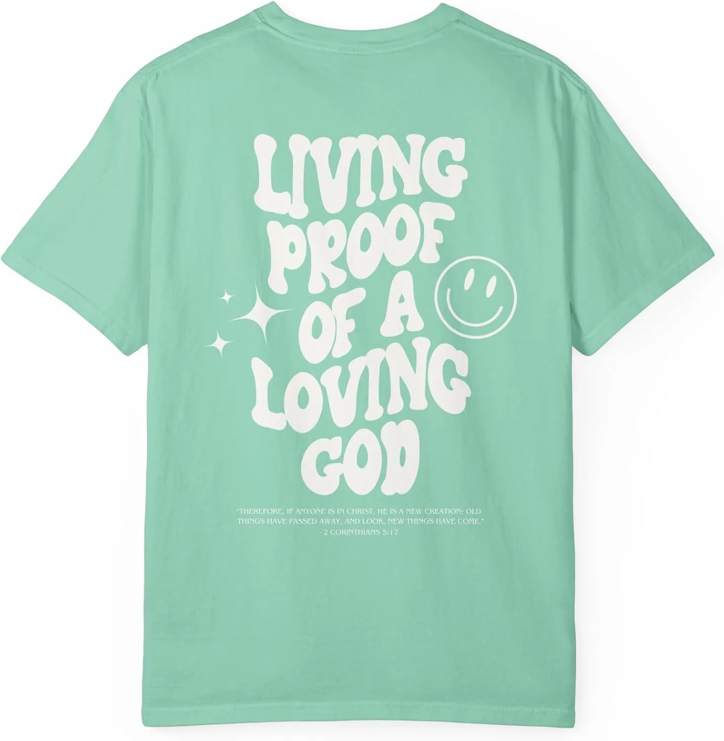 Comfort Colors Living Proof of a Loving God Shirt, Trendy Bible Verse Shirt, Oversized Jesus Tee, Smiley Face Summer T-Shirt