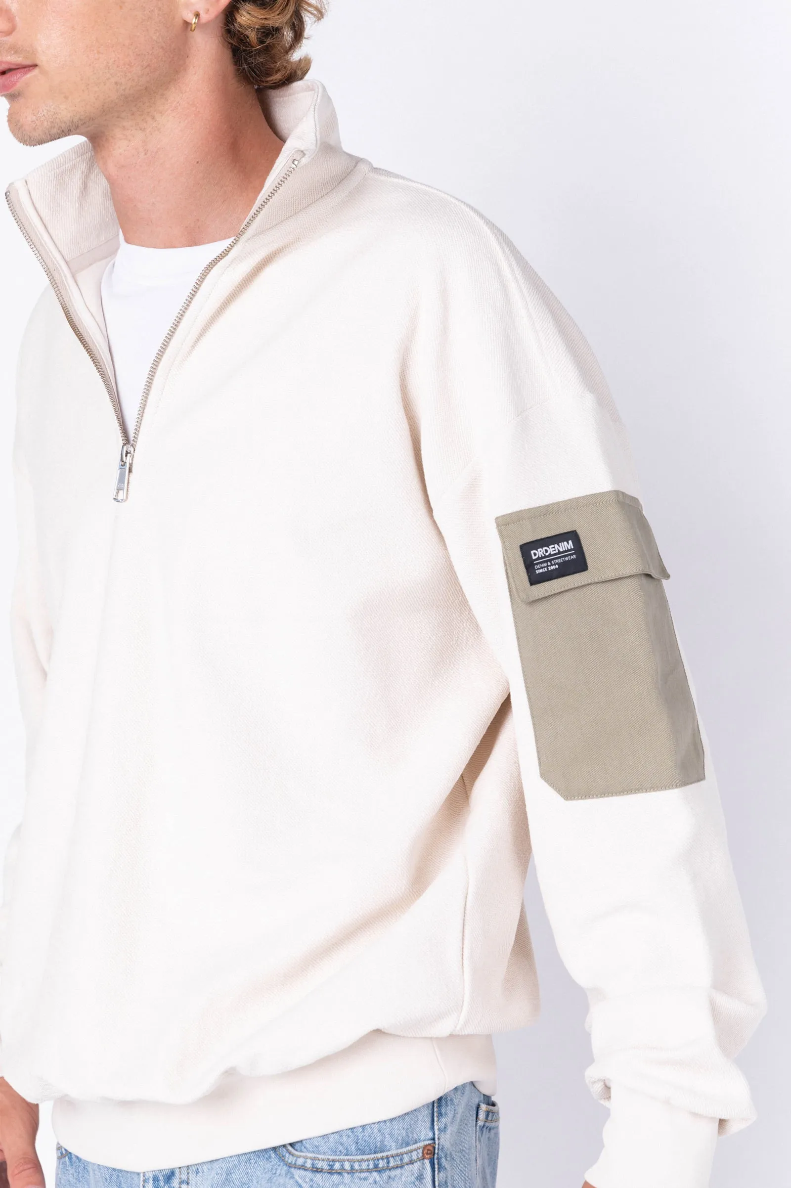 Dario Zip Sweatshirt - White Sand