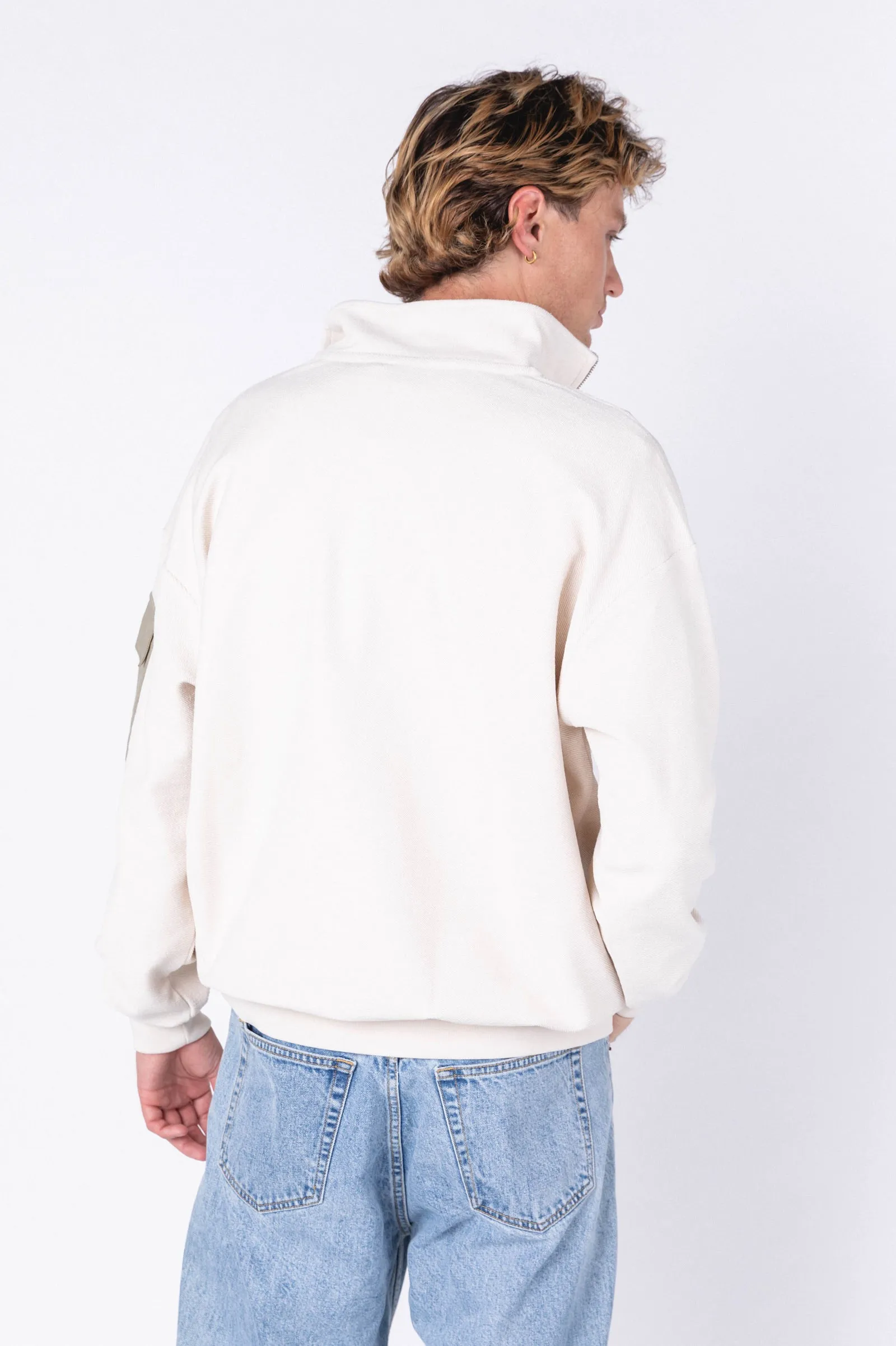 Dario Zip Sweatshirt - White Sand