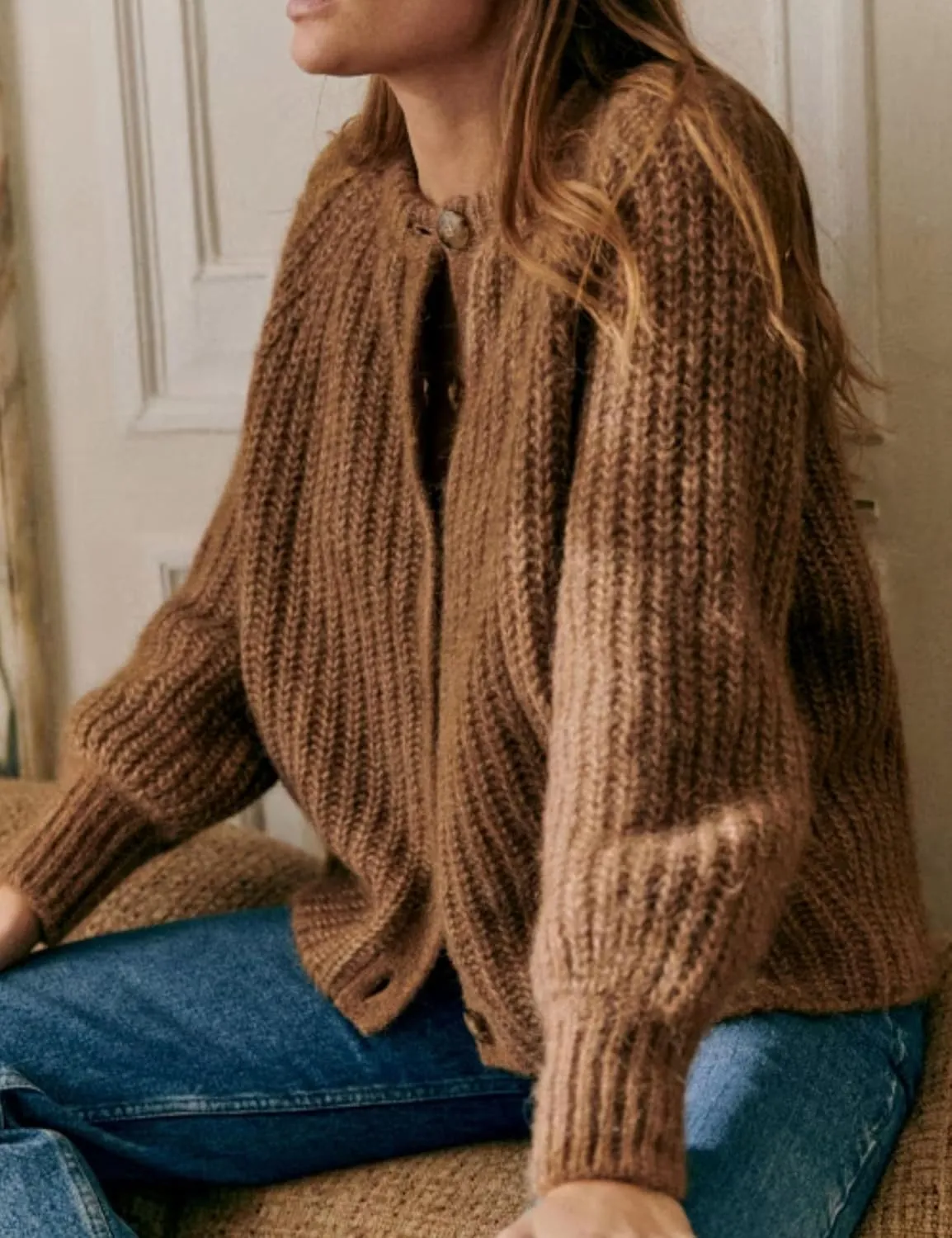Esmeling Womens Long Sleeve Crewneck Sweater Cardigans Fall Casual Solid Chunky Knit Coat