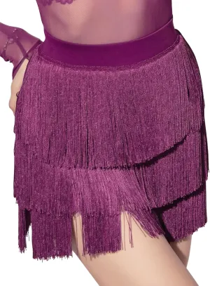 FEOYA Women's Fringe Dance Skirt - Latin Tango Salsa Ballroom Tassel Mini Shorts Multilayer Wrap Skirt