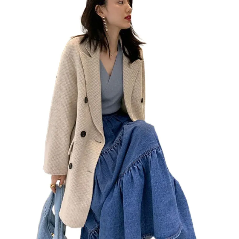 Flytonnshop church outfit Chubby Girl plus Size Denim Long Skirt Half-Length Cake Puffy Umbrella Skirt Mid-Length Elastic High Waist plus Size Women's Clothing 100.00kg