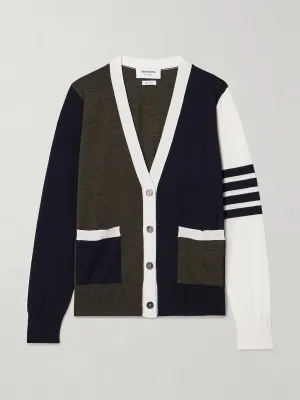 Fun Mix striped colour-block wool cardigan