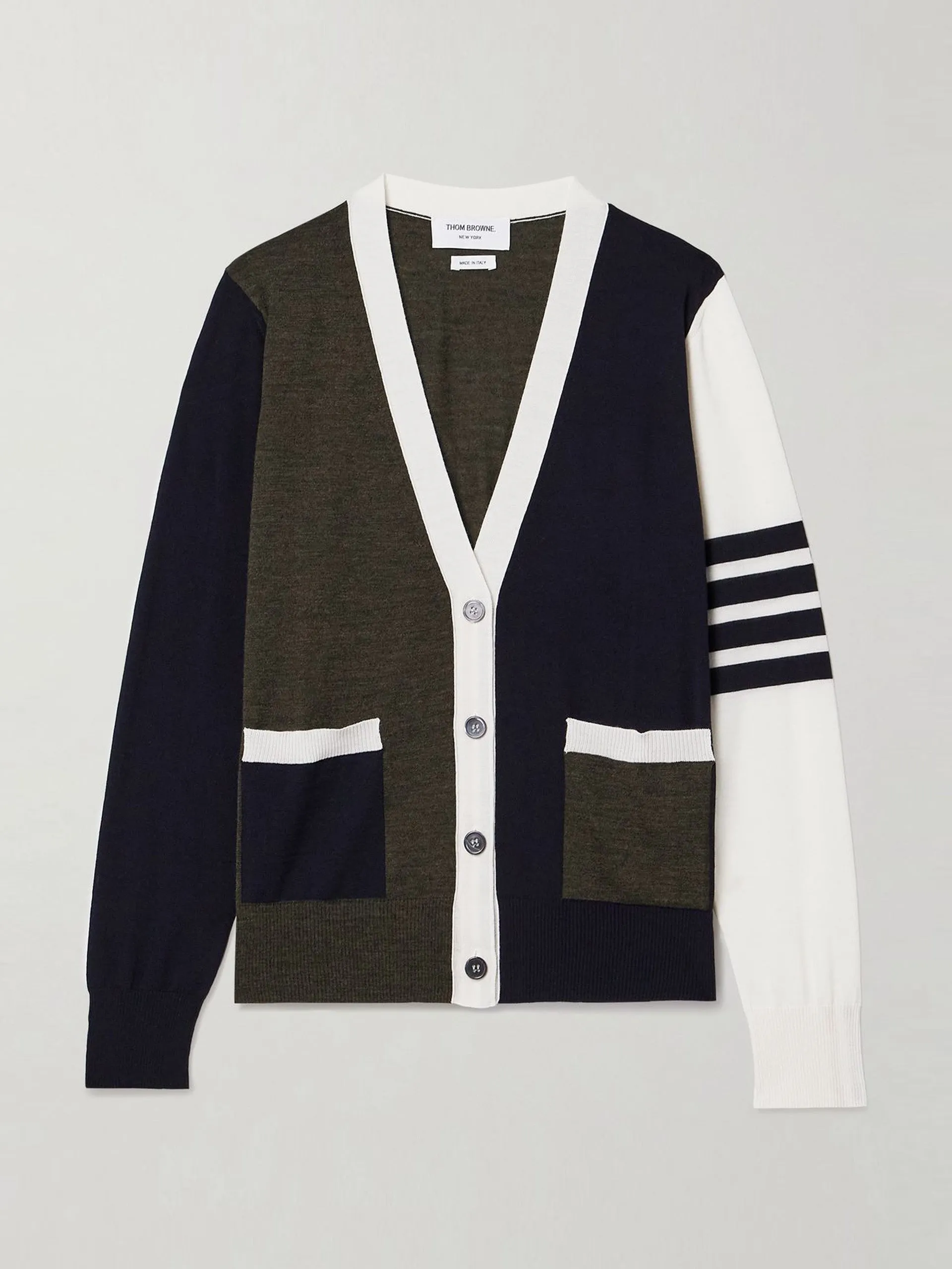 Fun Mix striped colour-block wool cardigan
