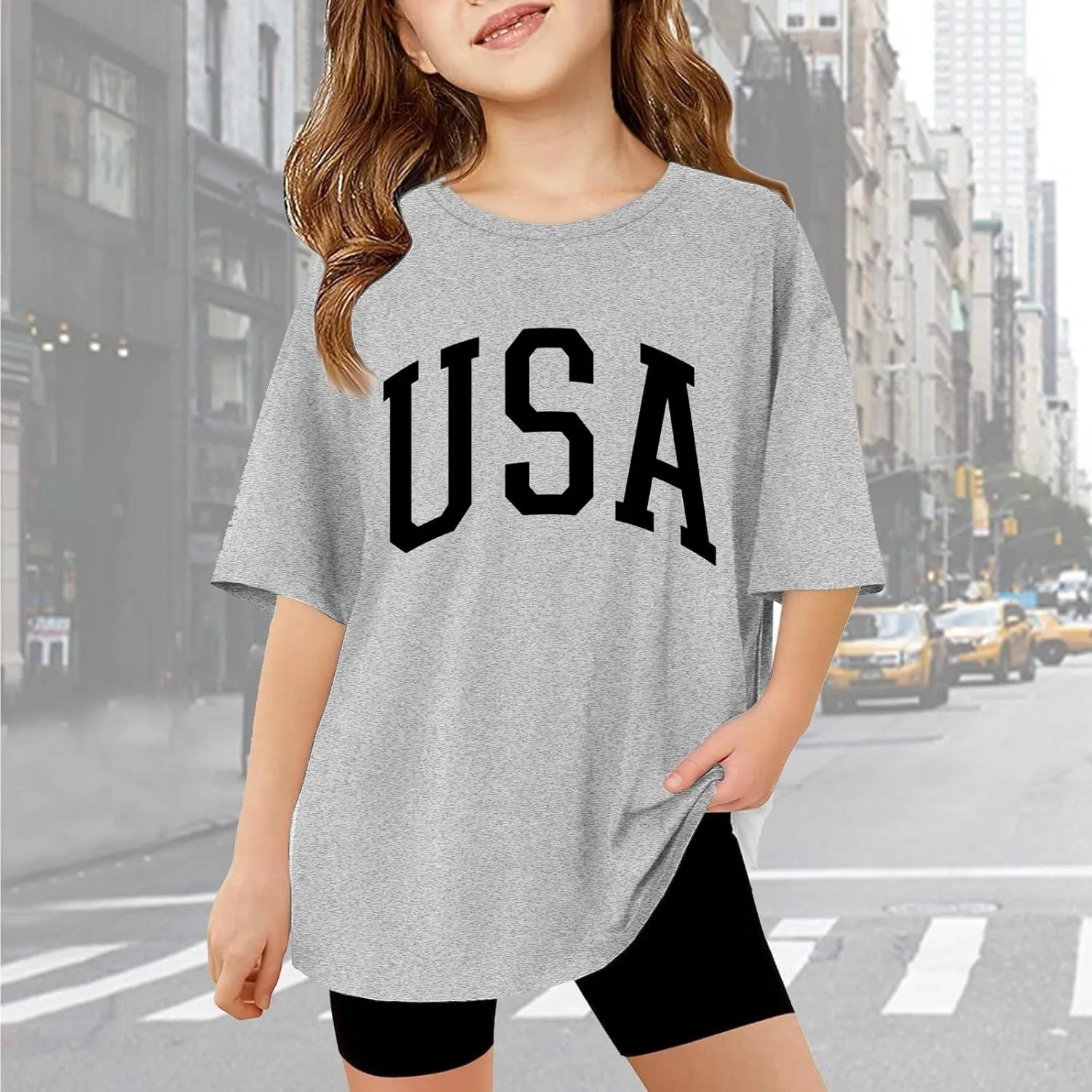 Girls Casual Short Sleeve Graphic T Shirts Kids Summer Tops Vintage Crewneck Loose Basic Tees 5-14 Years