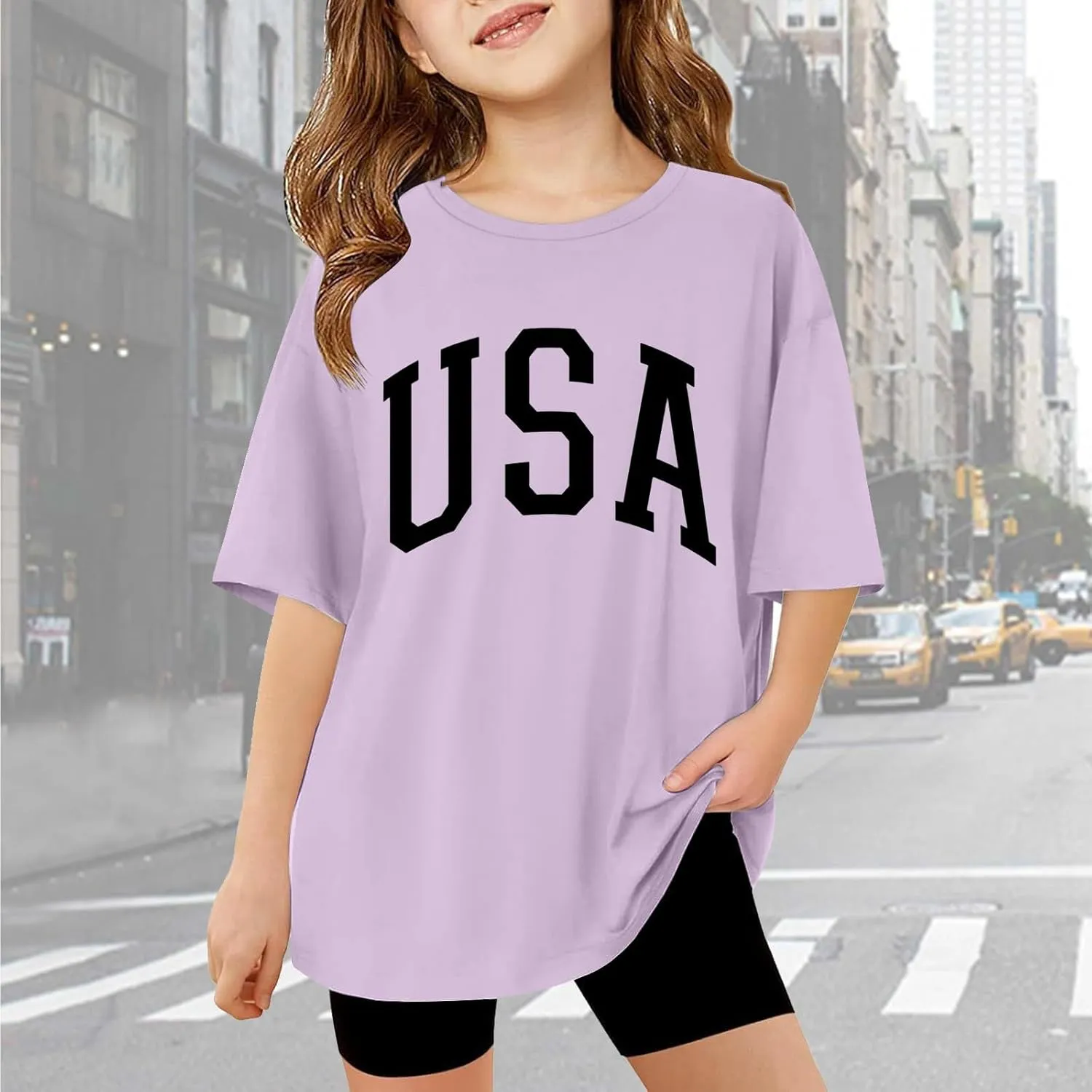 Girls Casual Short Sleeve Graphic T Shirts Kids Summer Tops Vintage Crewneck Loose Basic Tees 5-14 Years