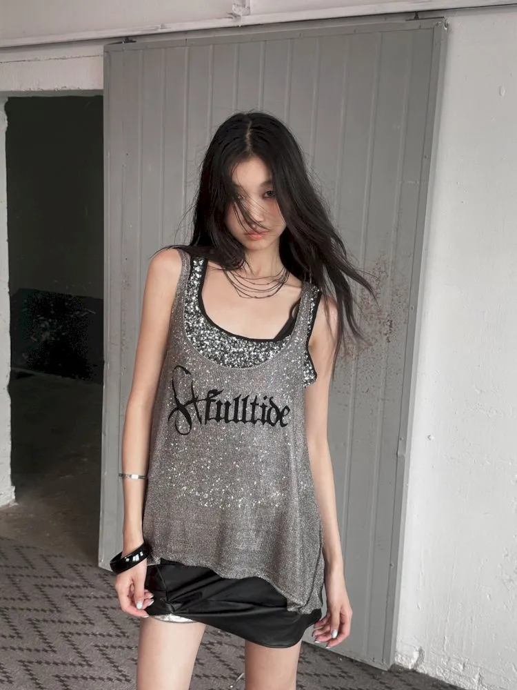 Glitter Slimming Vest Beaded Camisole【s0000008502】