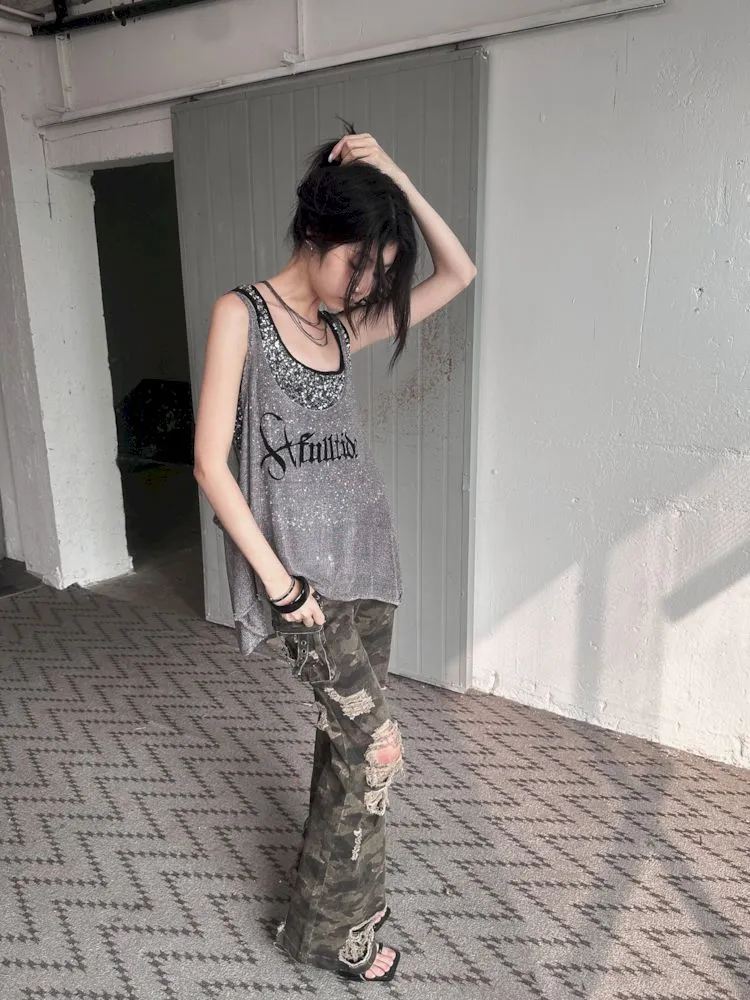 Glitter Slimming Vest Beaded Camisole【s0000008502】