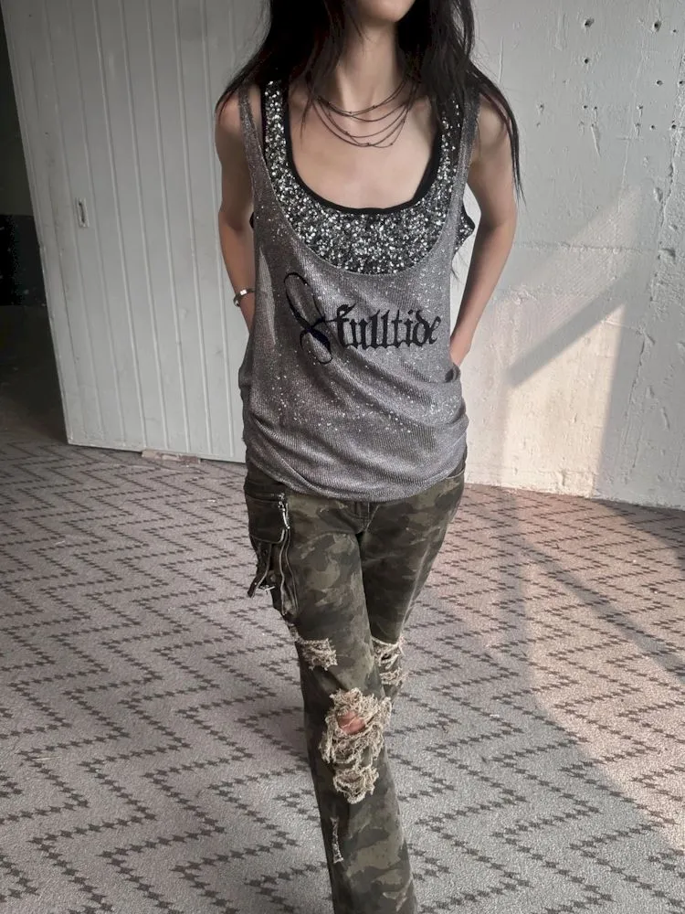 Glitter Slimming Vest Beaded Camisole【s0000008502】