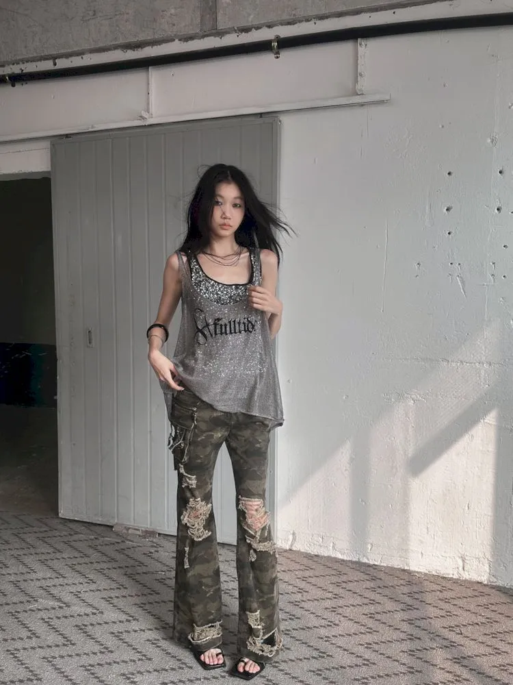 Glitter Slimming Vest Beaded Camisole【s0000008502】