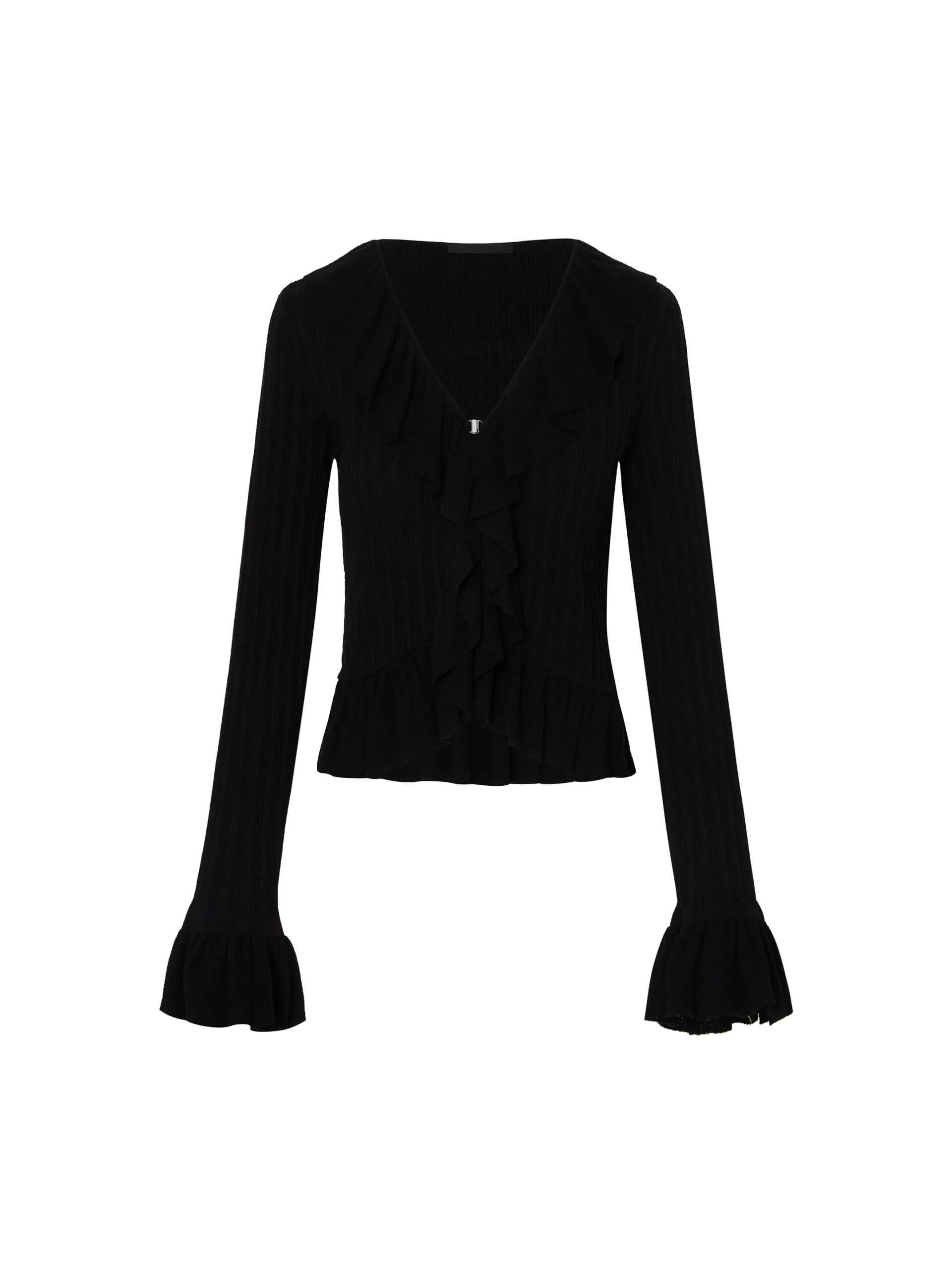 Knitted Ruffle Trim Cardigan