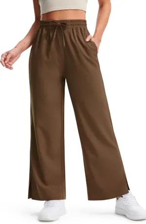 Libin Women's Lightweight Wide Leg Pants 27"/29" High Waisted Casual Work Pants Lounge Flowy Trousers with Pockets
