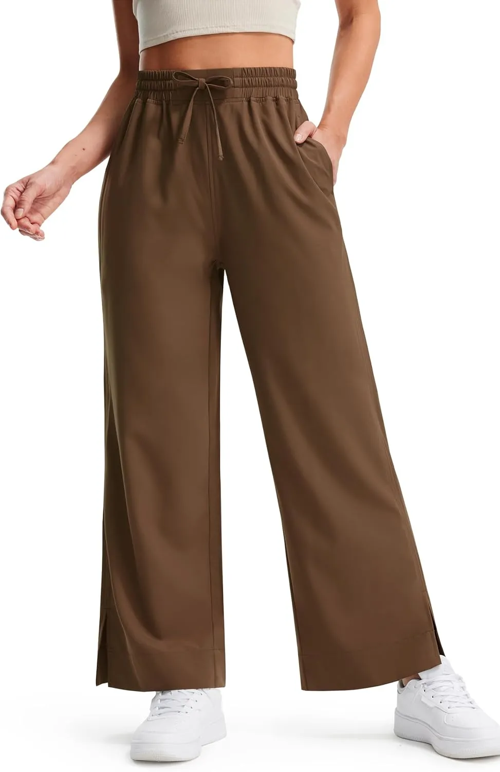 Libin Women's Lightweight Wide Leg Pants 27"/29" High Waisted Casual Work Pants Lounge Flowy Trousers with Pockets
