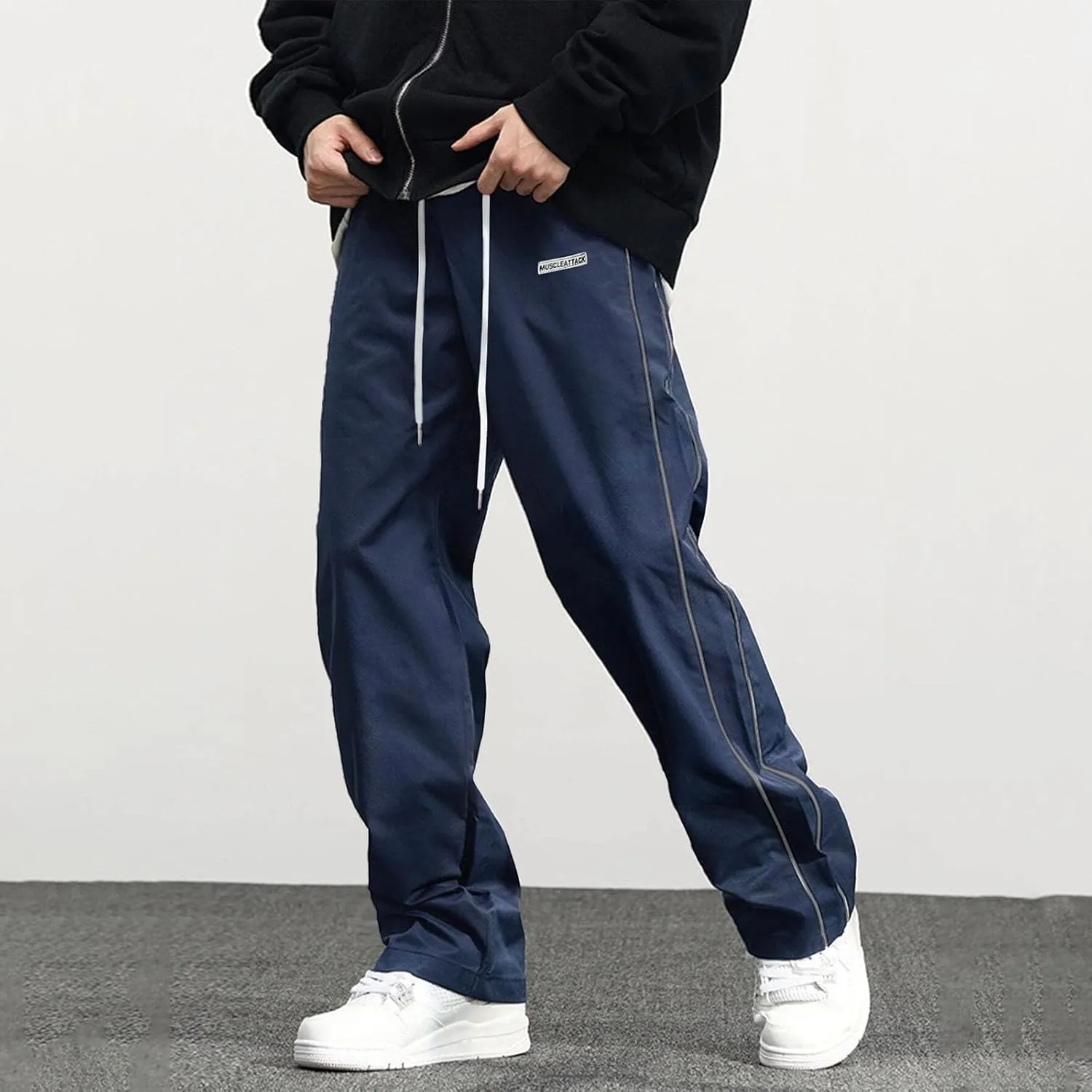 Men's Jogger Pants Fashion Side Striped Elastic Waist Drawstring Baggy Casual Athletic Sweatpant Running Trouser