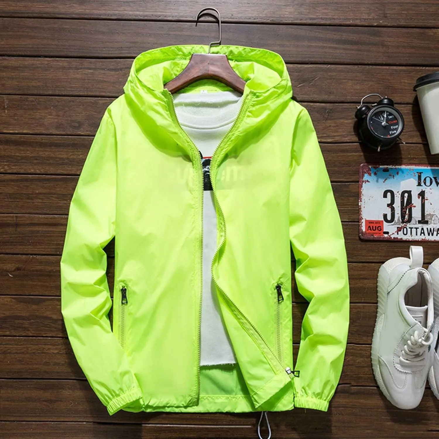 Men's Outdoor Sports Hoodie Jackets Casual Lightweight Breathable Full Zipper-Up Hiking Trenchcoats Quick Dry Athletic Jacket