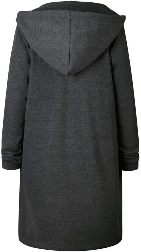 Muyise Women's Casual Zip Up Long Hoodies Tunic Sweatshirt Winter Warm Long Sleeve Hooded Outerwear Jacket Coat with Pockets