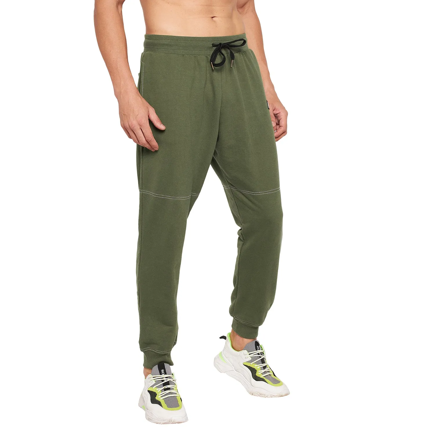 Olive Oversized Contrast Stitch Trackpants