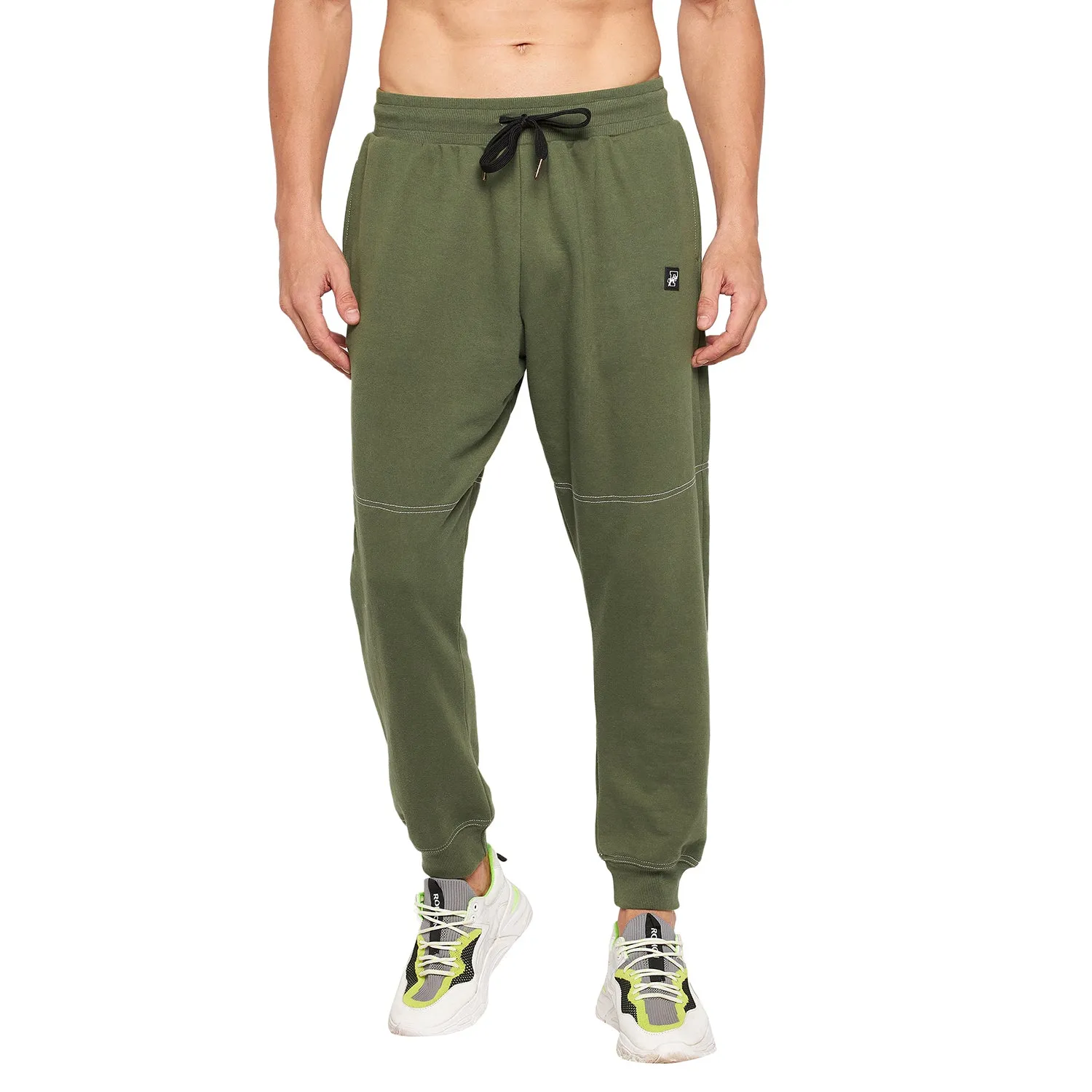 Olive Oversized Contrast Stitch Trackpants