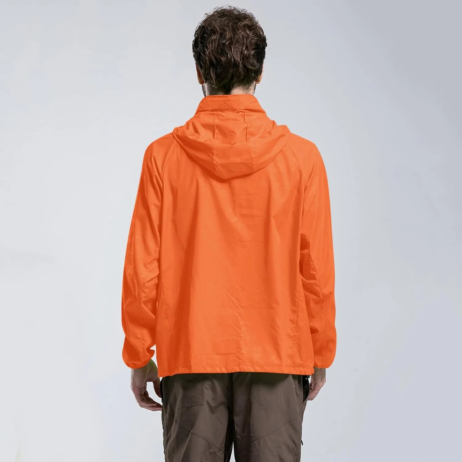 Packable Rain Jackets for Men Lightweight Breathable Waterproof Quick Dry Sun Hoodie Shell Jackets Outdoor Cycling Trenchcoat
