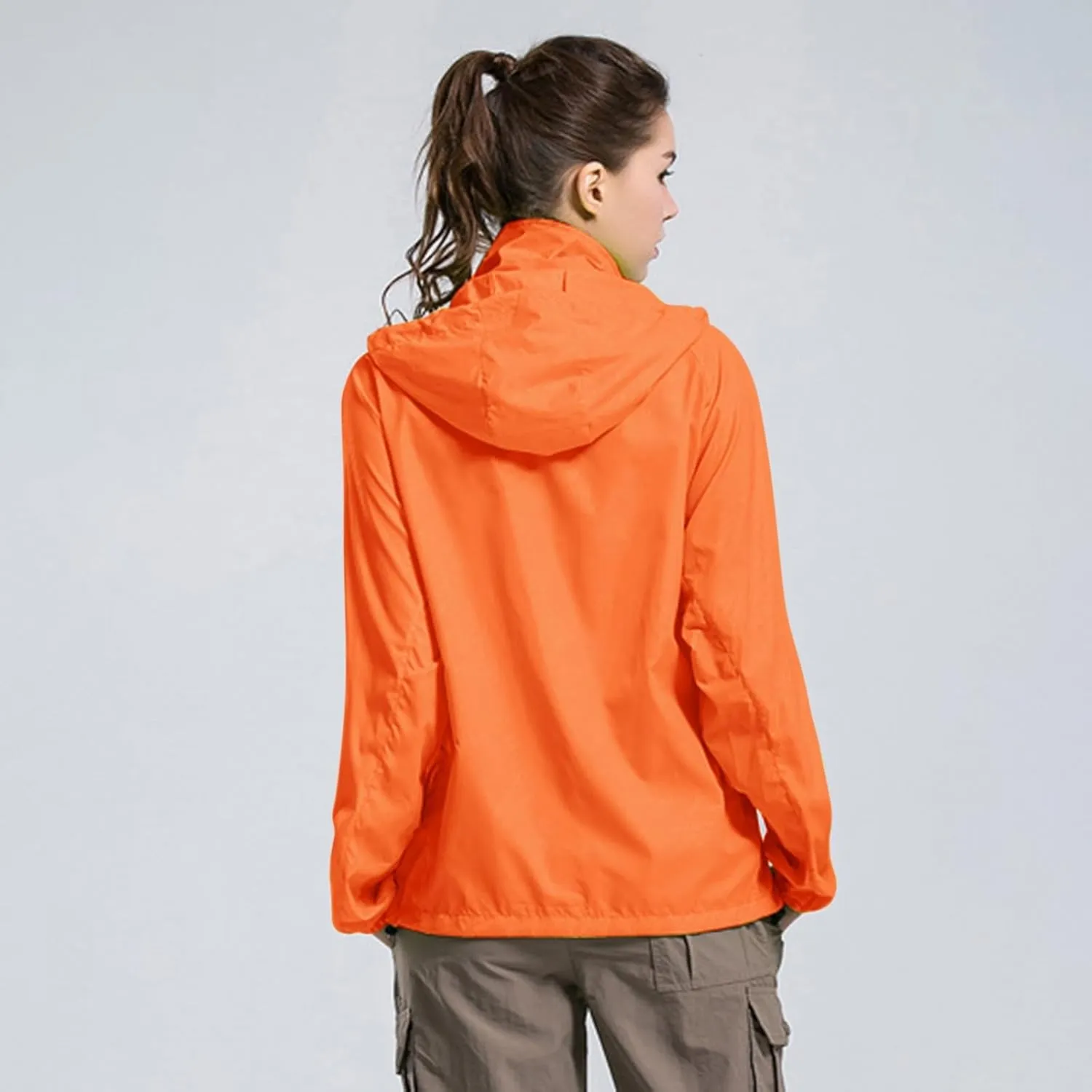 Packable Rain Jackets for Men Lightweight Breathable Waterproof Quick Dry Sun Hoodie Shell Jackets Outdoor Cycling Trenchcoat