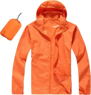 Packable Rain Jackets for Men Lightweight Breathable Waterproof Quick Dry Sun Hoodie Shell Jackets Outdoor Cycling Trenchcoat