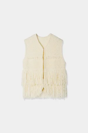 slab yarn fringe vest