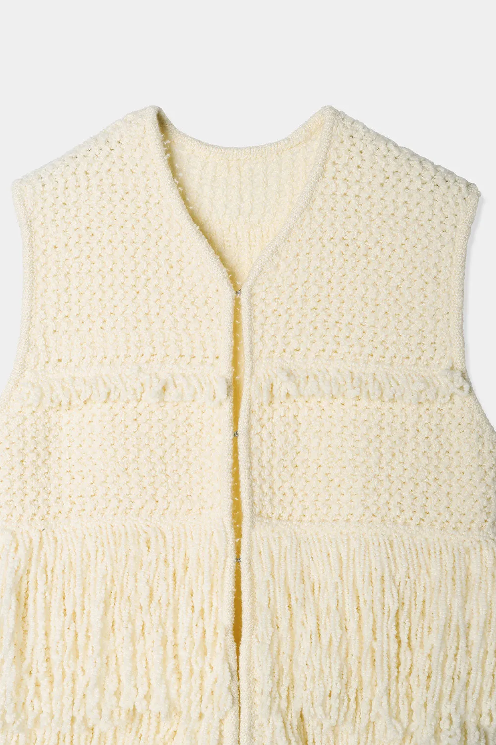 slab yarn fringe vest