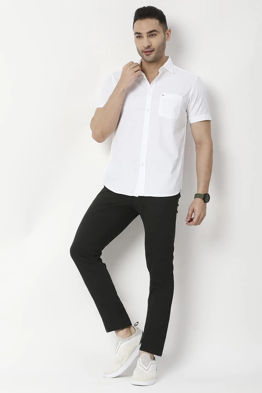 Slim Fit Cotton Dobby Halfsleeves Shirt