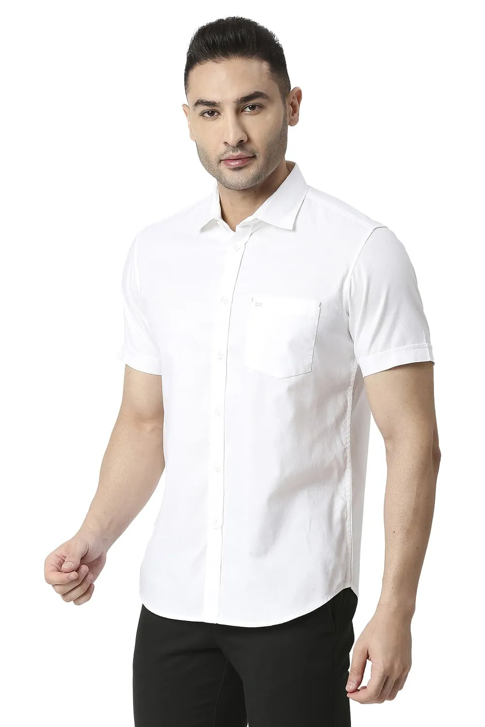 Slim Fit Cotton Dobby Halfsleeves Shirt