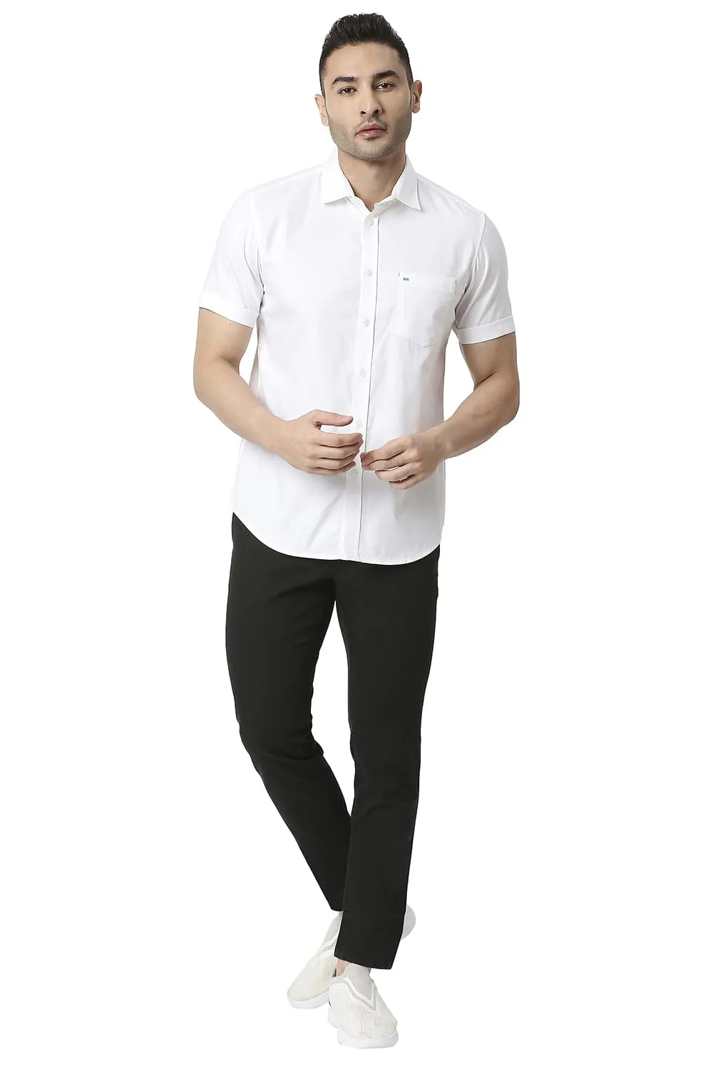 Slim Fit Cotton Dobby Halfsleeves Shirt