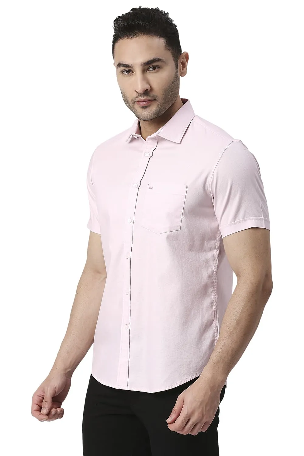 Slim Fit Cotton Dobby Halfsleeves Shirt