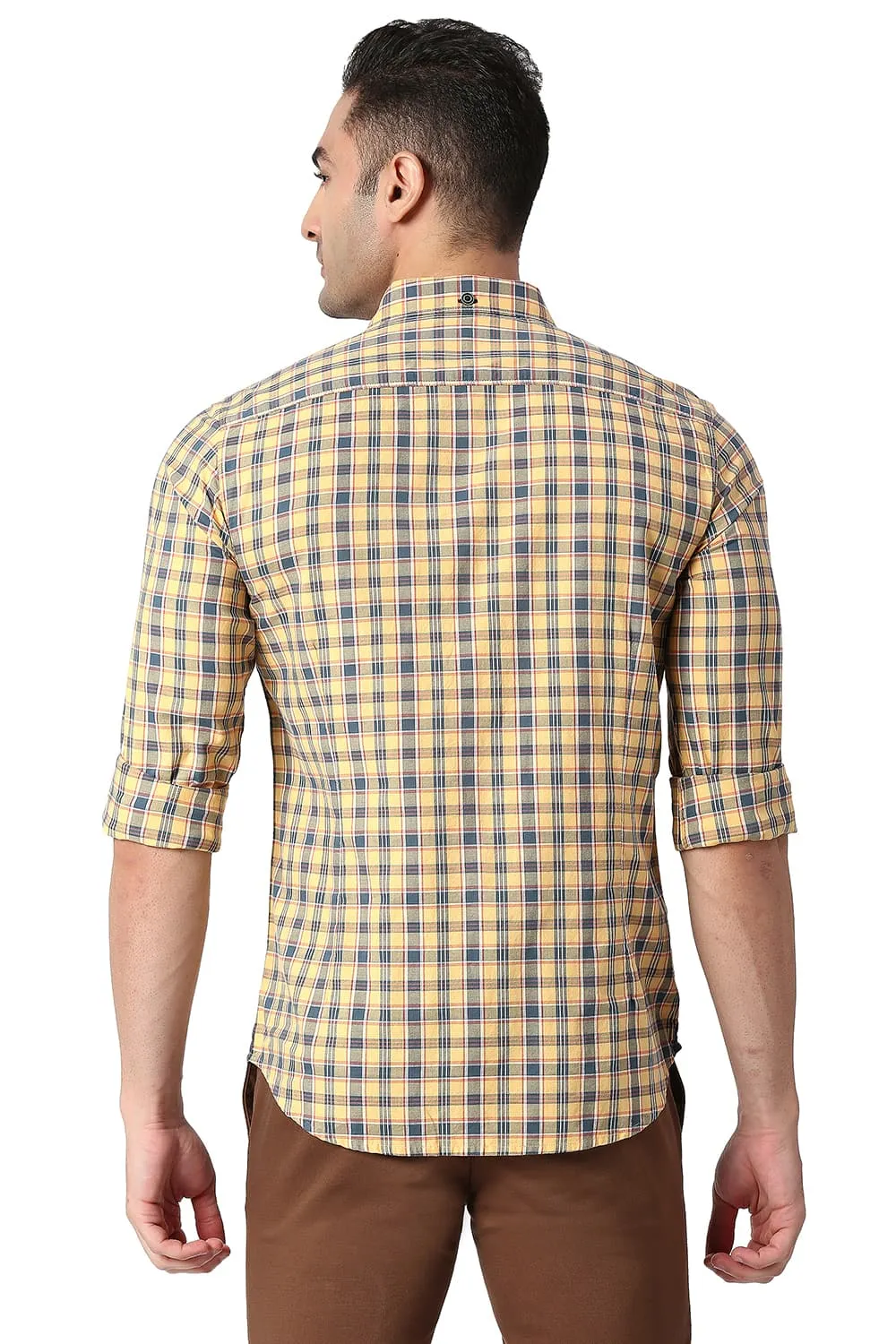 Slim Fit Cotton Oxford Checks Shirt