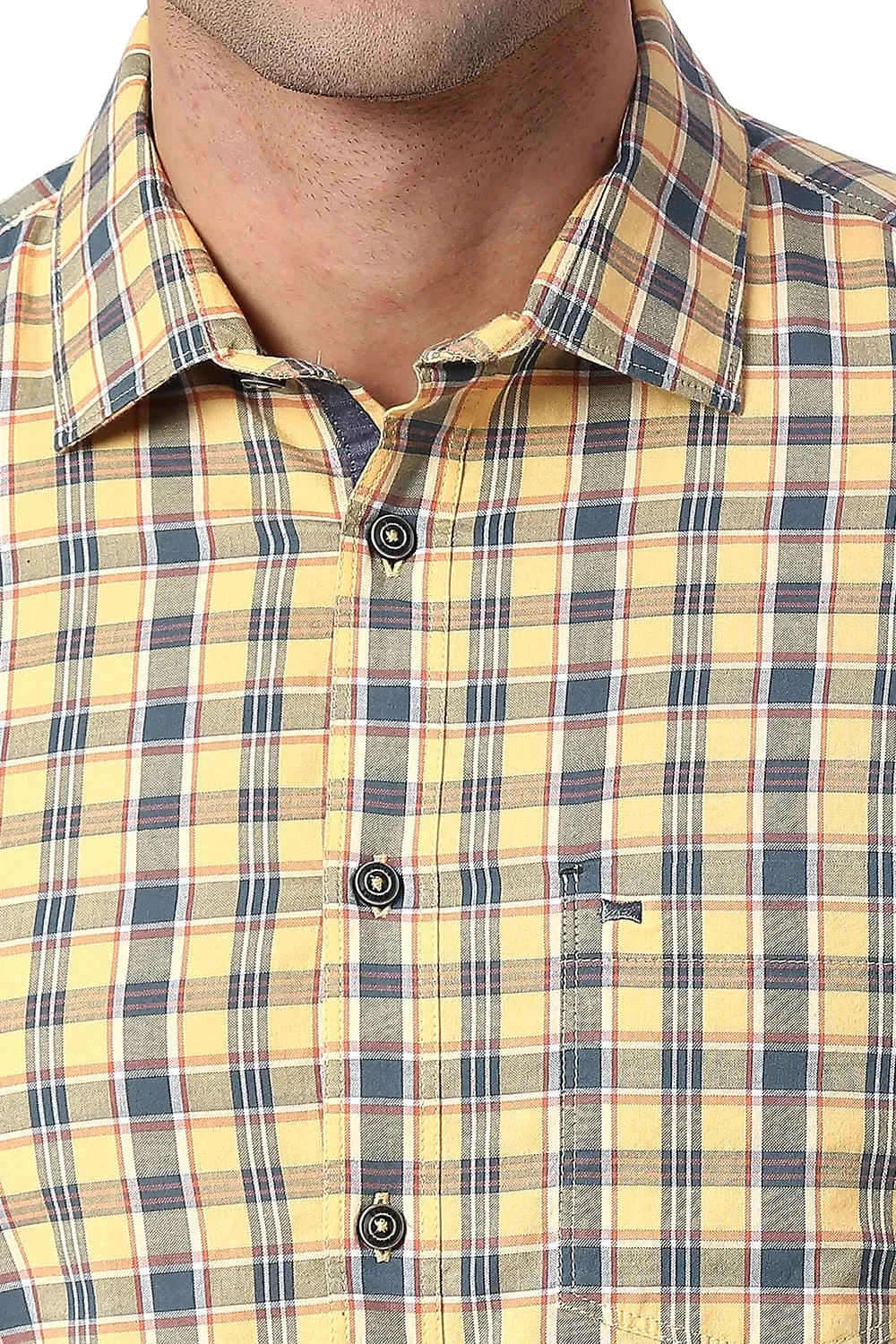 Slim Fit Cotton Oxford Checks Shirt