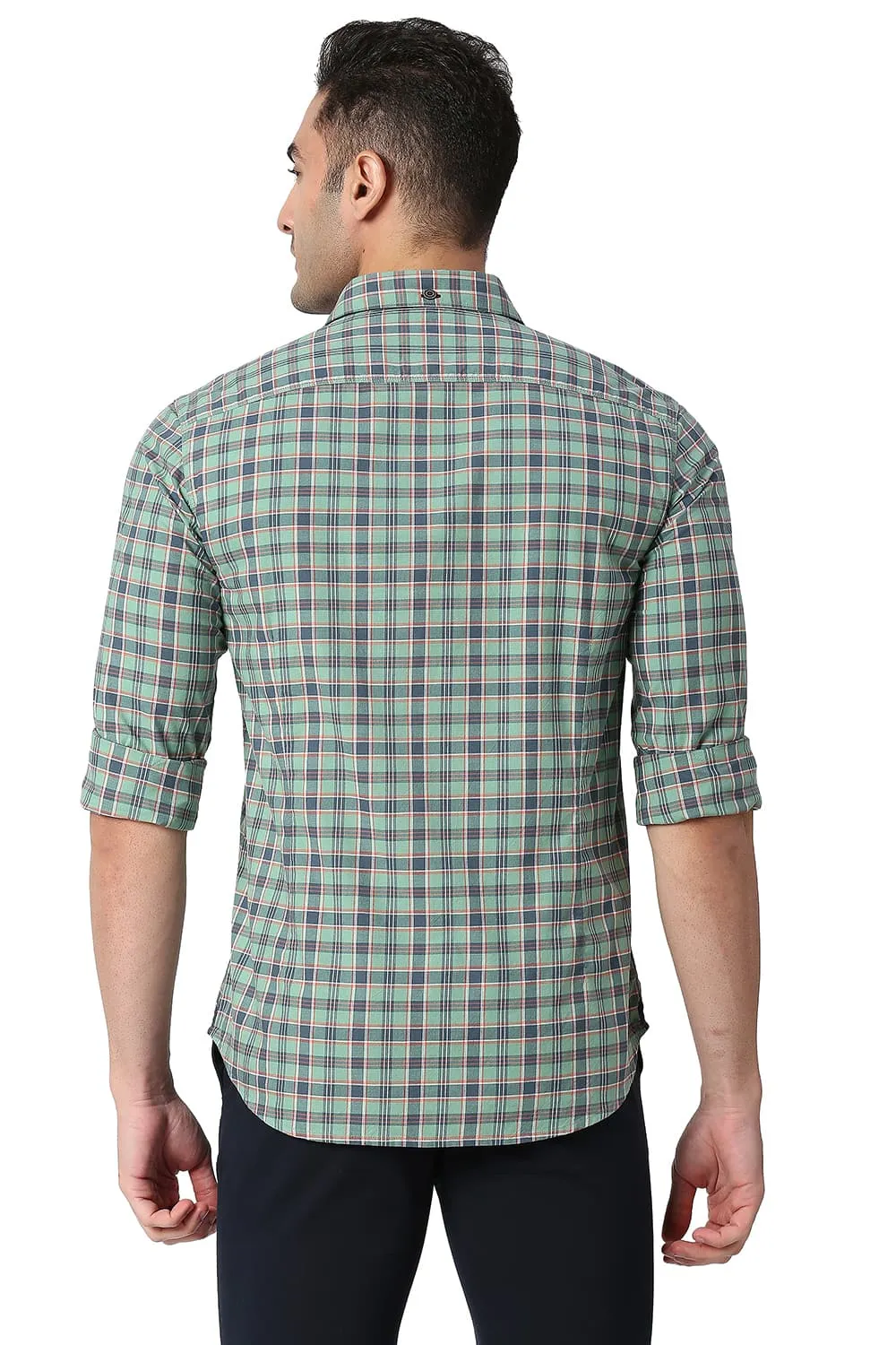 Slim Fit Cotton Oxford Checks Shirt