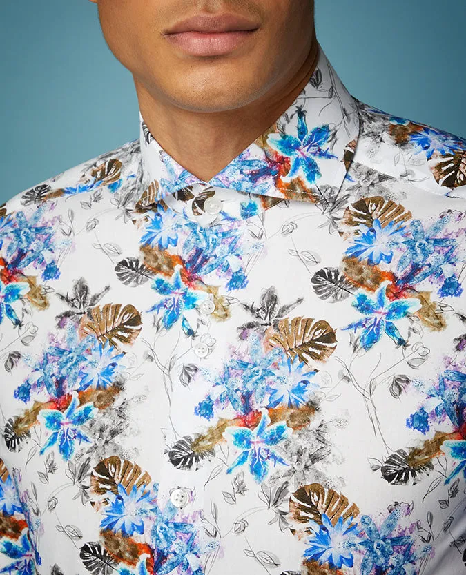 Slim Fit Printed Compact Cotton Shirt