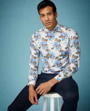 Slim Fit Printed Compact Cotton Shirt