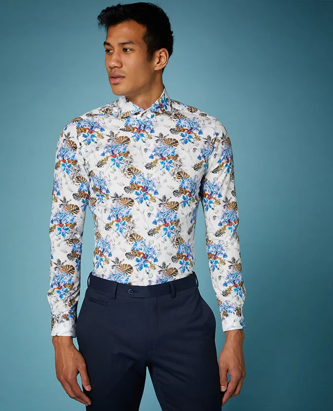 Slim Fit Printed Compact Cotton Shirt