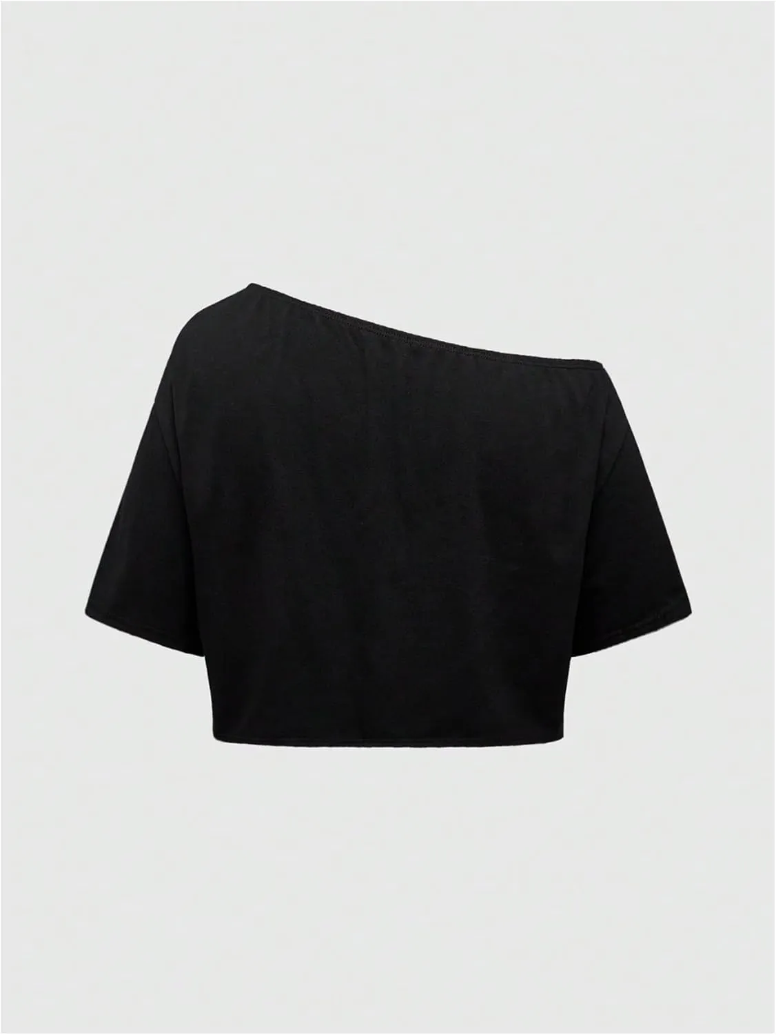 SOLY HUX Women's Plus Size Off The Shoulder Crop Tops Graphic Tees Short Sleeve Loose Fit T Shirts