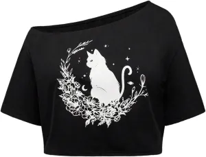 SOLY HUX Women's Plus Size Off The Shoulder Crop Tops Graphic Tees Short Sleeve Loose Fit T Shirts
