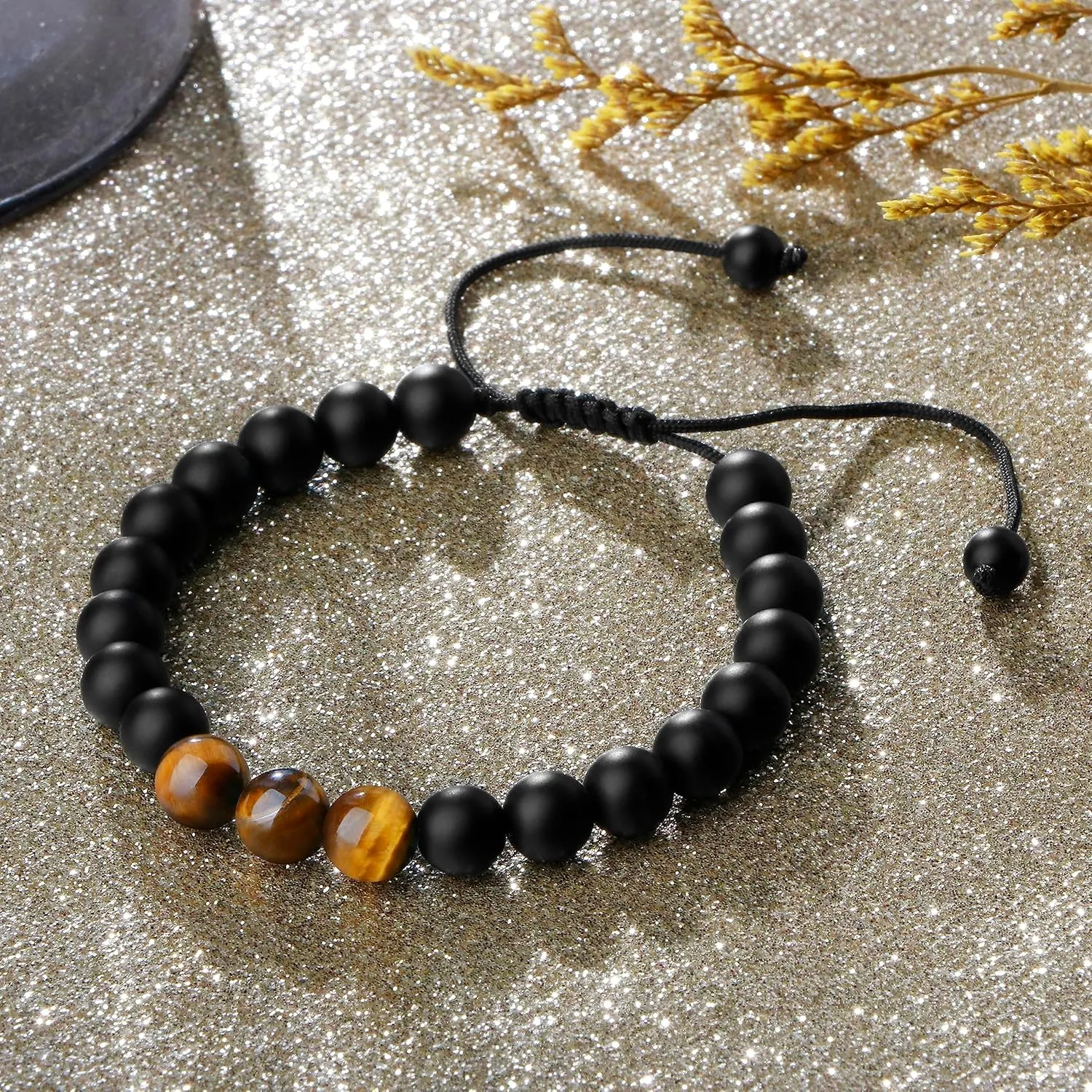 To Mens Gifts Bracelet for Dad Son My Man Boyfriend Husband Brother Grandson Grandpa Bonus Dad Nephew Uncle Birthday Father's Day Anniversary Graduation Christmas Gifts for Him Tiger Eye Mens Bracelet