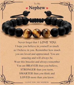 To Mens Gifts Bracelet for Dad Son My Man Boyfriend Husband Brother Grandson Grandpa Bonus Dad Nephew Uncle Birthday Father's Day Anniversary Graduation Christmas Gifts for Him Tiger Eye Mens Bracelet