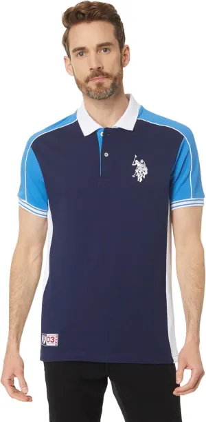 U.S. Polo Assn. Men's Slim Fit Short Sleeve Double Collar Pique Knit Polo Shirt