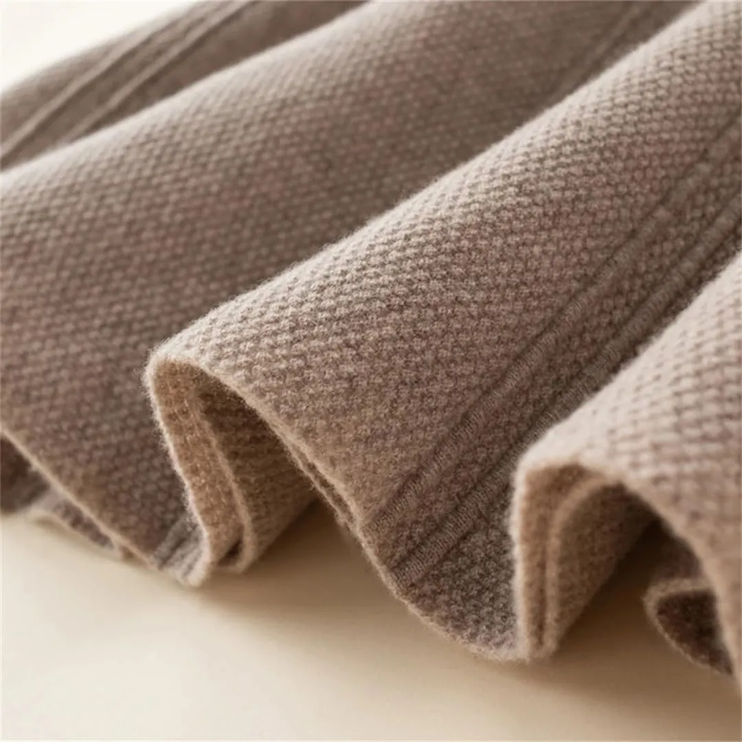 Women High Waist Knit Umbrella Skirt Wool Solid Elastic A-Line Office Lady Skirts