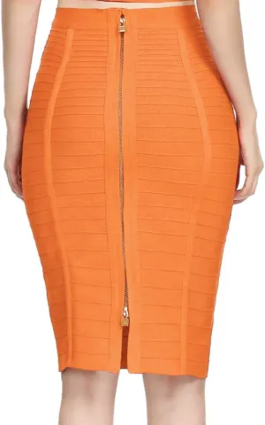 Women's High Waist Knee Length Stripe Bandage Pencil Skirt